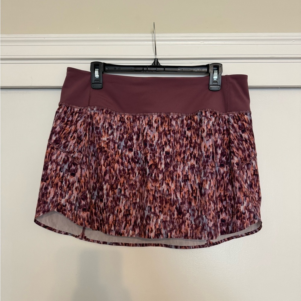 Athleta Women's Mini Skirt - Purple and Pink Pattern